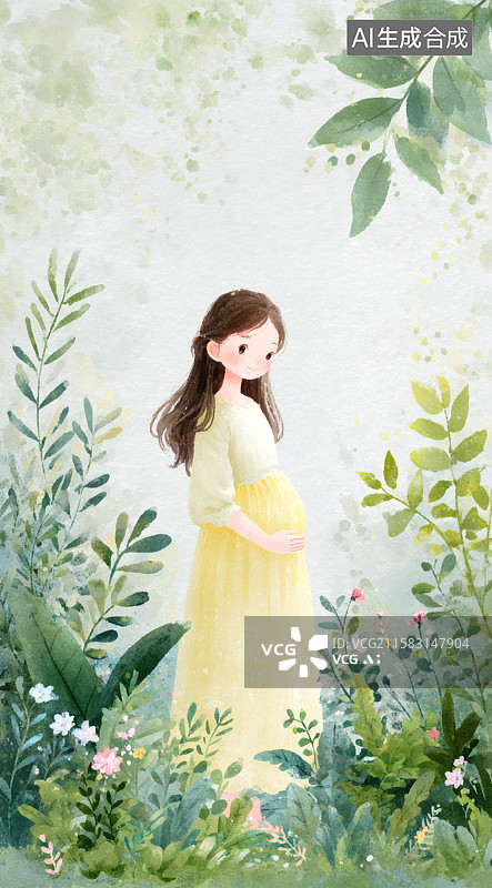 【AI数字艺术】一个可爱的孕妇妈妈图片素材