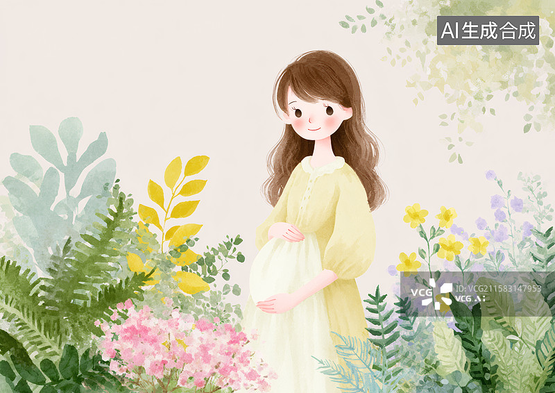 【AI数字艺术】一个可爱的孕妇妈妈图片素材
