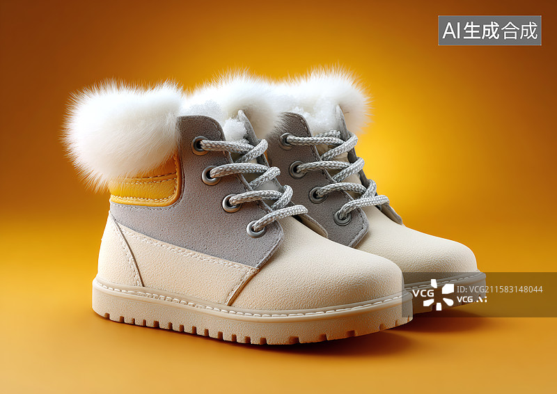 【AI数字艺术】一双保暖毛绒靴图片素材