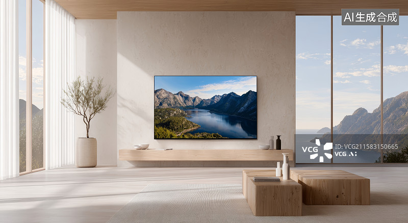 【AI数字艺术】湖光山色中的视界图片素材