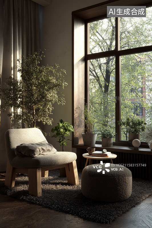 【AI数字艺术】侘寂风的静谧角落图片素材