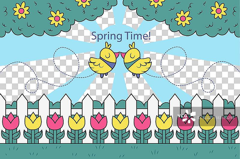 鸟儿亲吻春天的背景图片素材