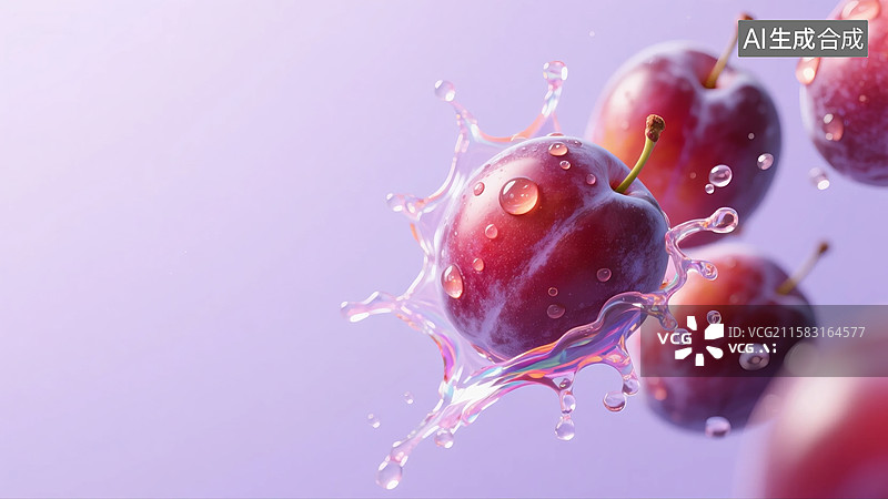 【AI数字艺术】西梅溅起水花图片素材
