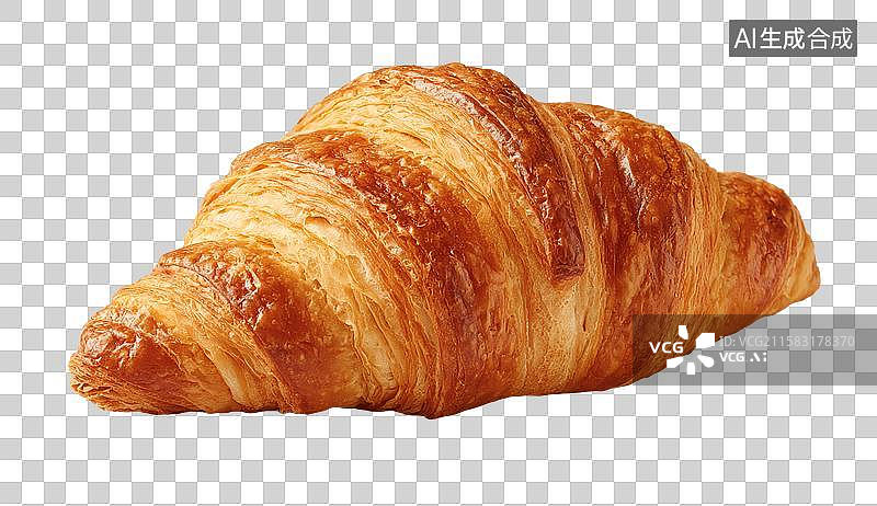 【AI数字艺术】金黄酥脆牛角包，层次分明口感佳图片素材