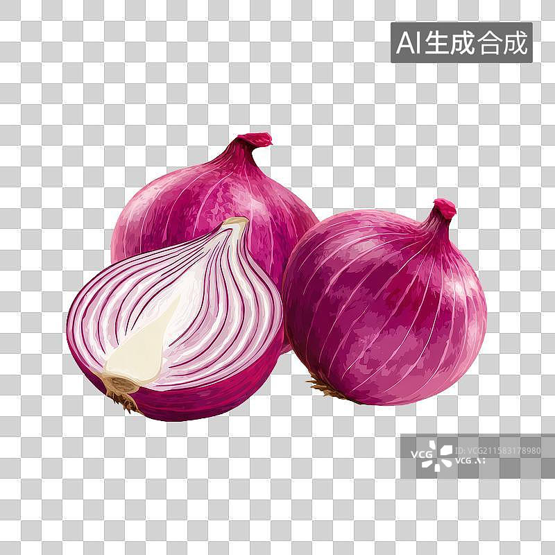 【AI数字艺术】新鲜的紫皮洋葱图片素材
