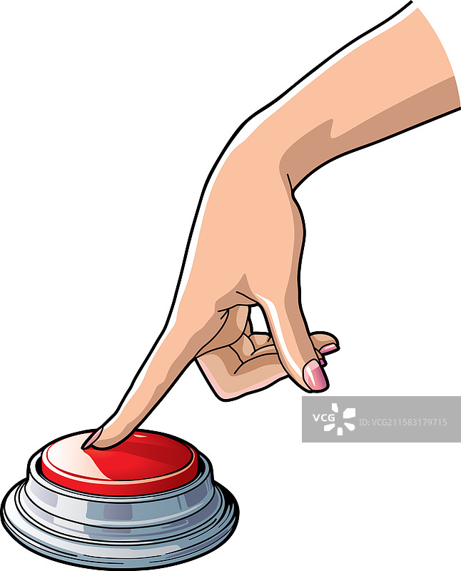 一只做了美甲的女性手按压着一个大红色物体图片素材