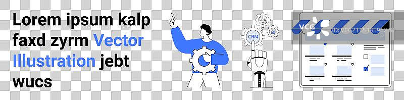 虚拟商店设置和客户关系管理概念与团队图片素材