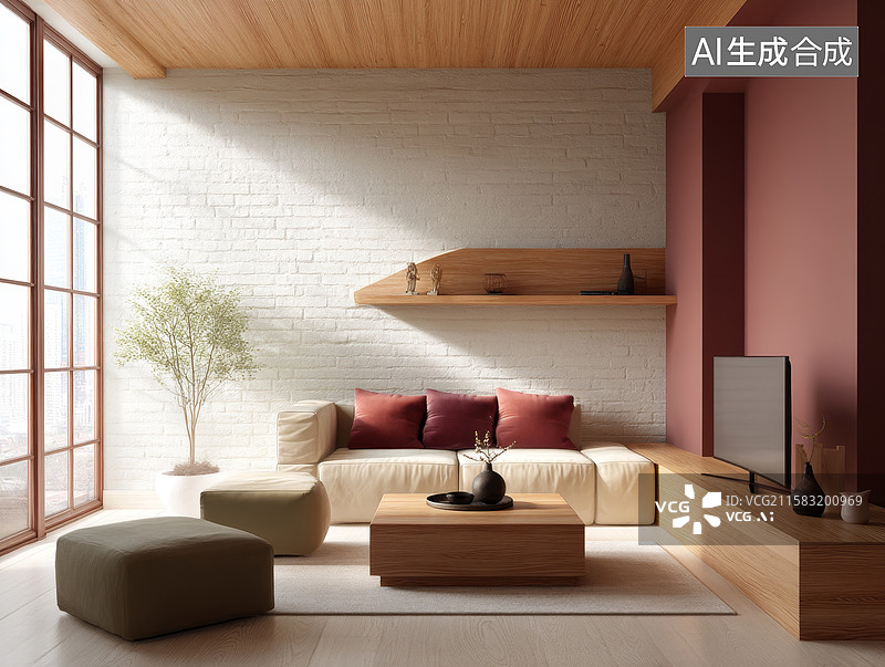 【AI数字艺术】现代简约客厅布置图片素材