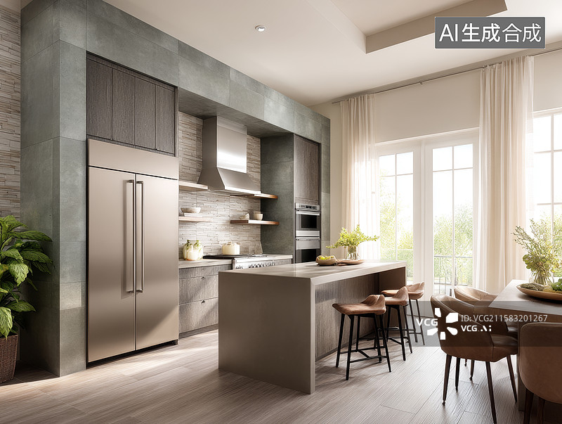 【AI数字艺术】现代简约厨房设计图片素材