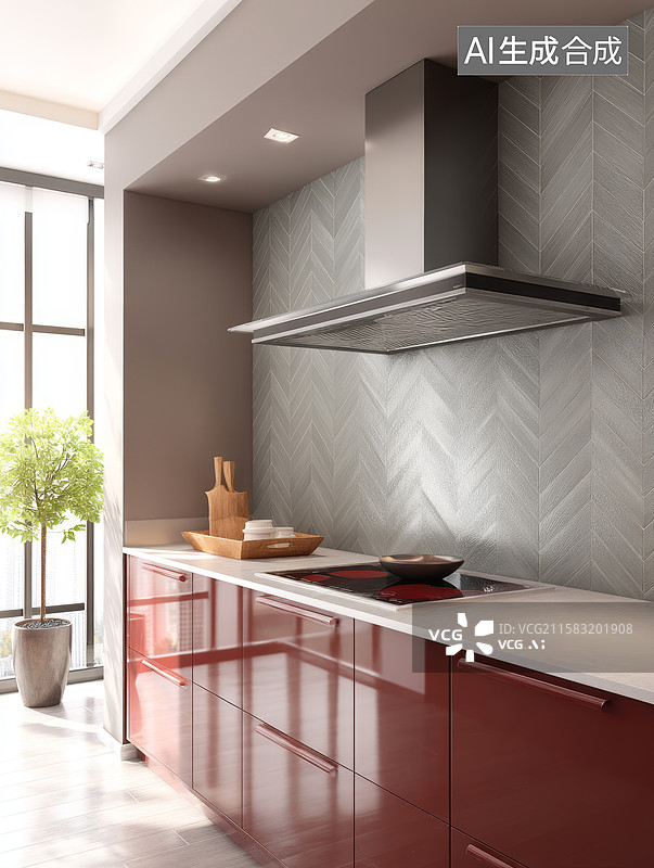 【AI数字艺术】现代厨房设计展示图片素材