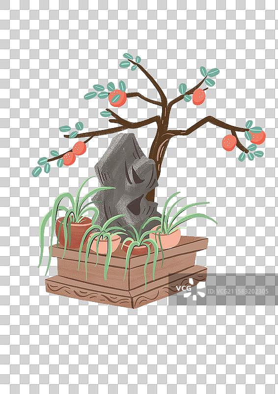 假山橘子树图片素材