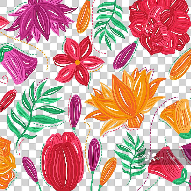 手绘刺绣花卉背景图片素材