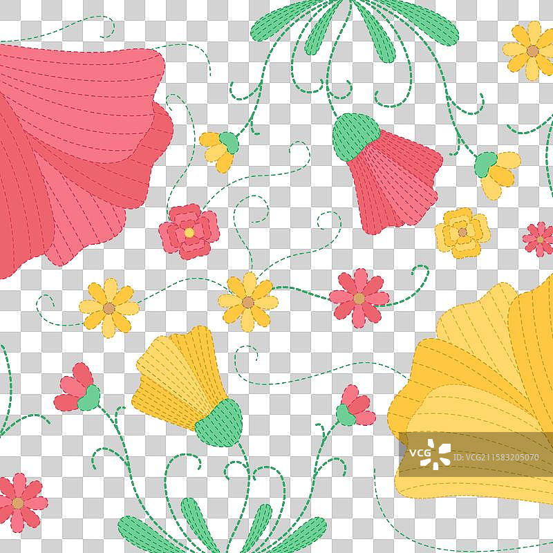 手绘刺绣花卉背景图片素材