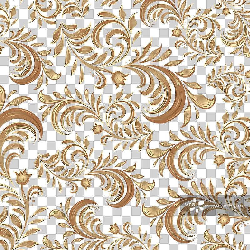 金色优雅的 ornamental 花卉背景图片素材