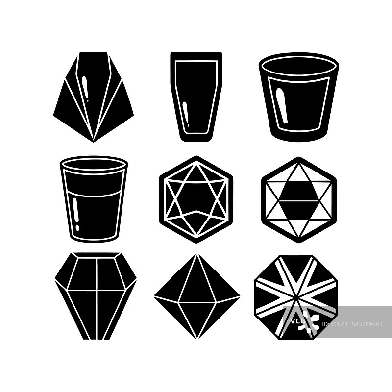 防弹玻璃材料图标轮廓集图片素材