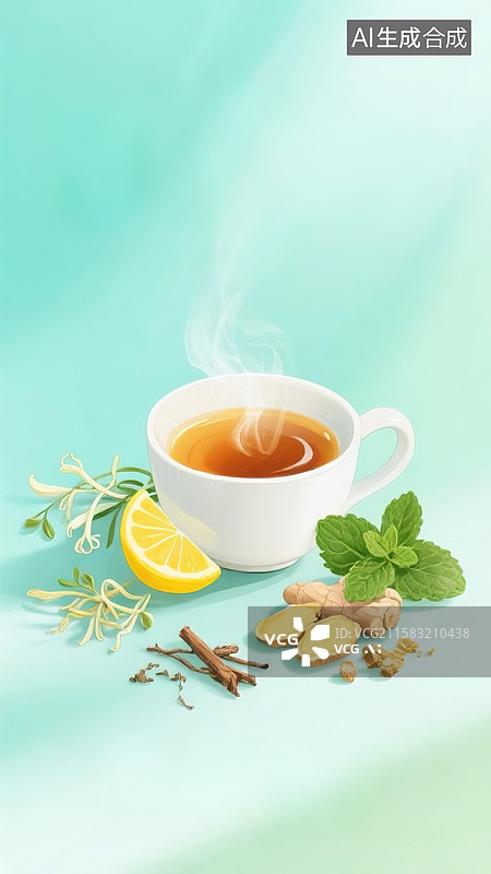 【AI数字艺术】煲凉茶概念插画图片素材