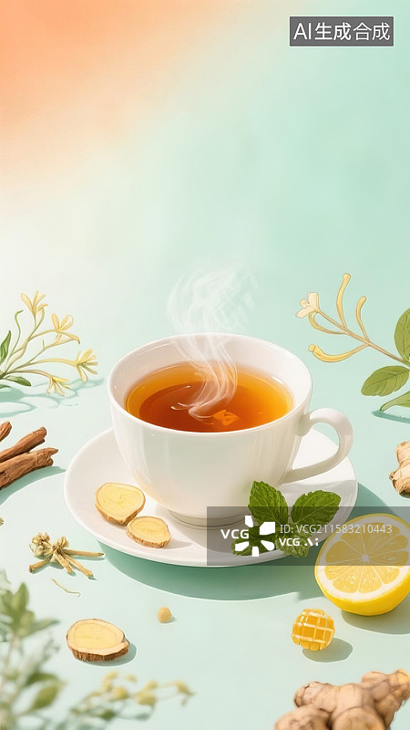 【AI数字艺术】煲凉茶概念插画图片素材