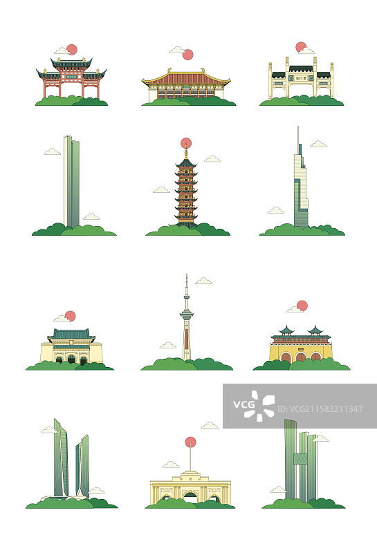 南京城市建筑插画图片素材