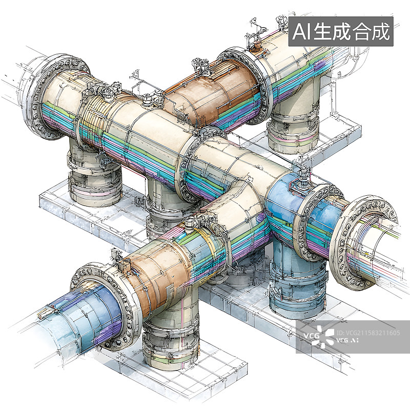 【AI数字艺术】工业管道结构图图片素材