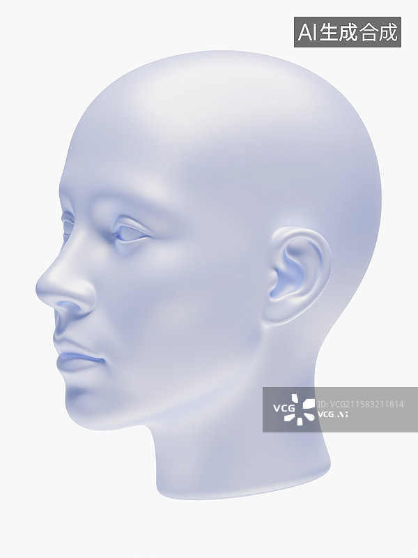 【AI数字艺术】人体头部雕塑的3D渲染图图片素材