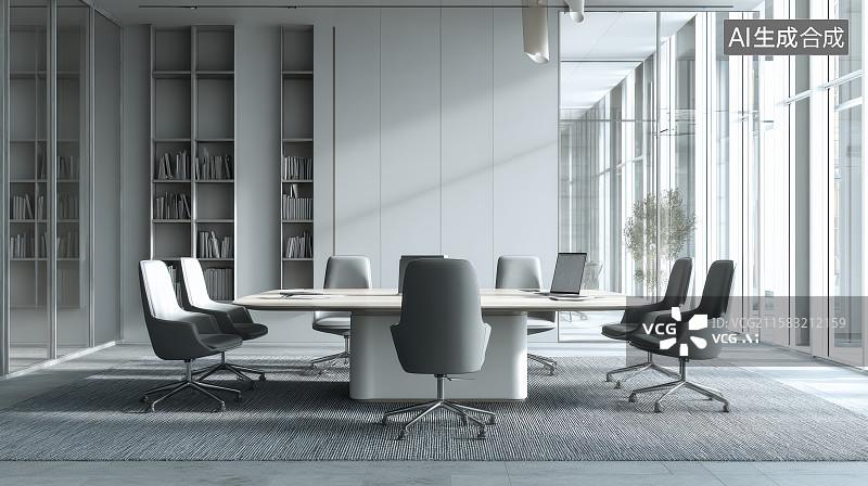 【AI数字艺术】现代简约会议室内部设计图片素材