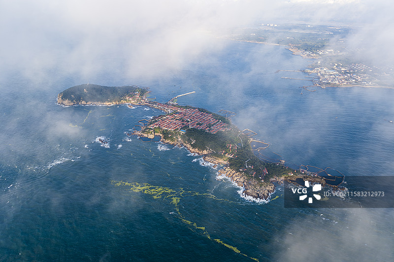 航拍视角下的斋堂岛。图片素材