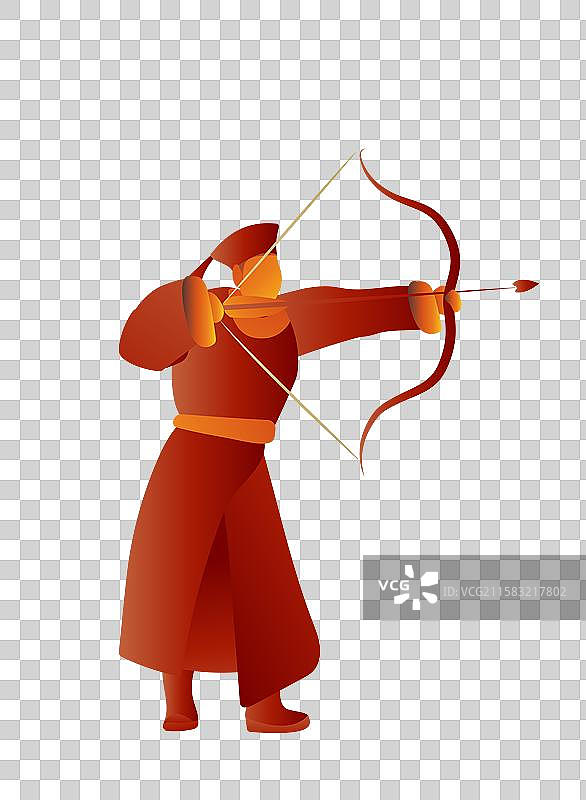 中国清朝少数民族满族射箭场景图片素材