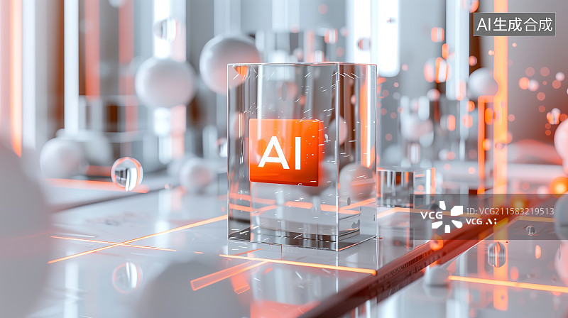 【AI数字艺术】AI标识在科技感背景中的展示图片素材