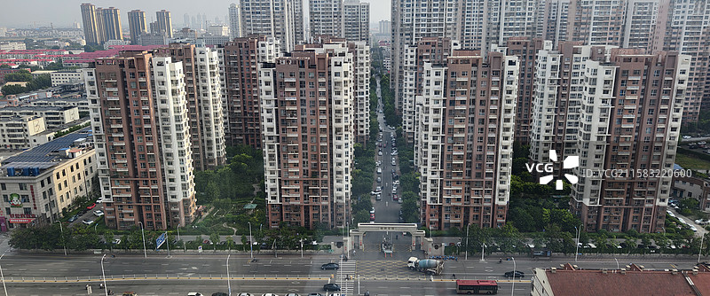 天津宁河县城高层建筑群俯瞰图图片素材