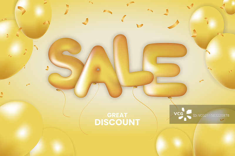 带有真实气球的销售背景图片素材