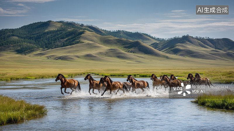 【AI数字艺术】骏马奔驰图片素材