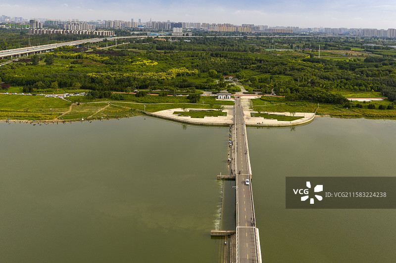 河北省石家庄市滹沱河生态旅游区航拍图片图片素材