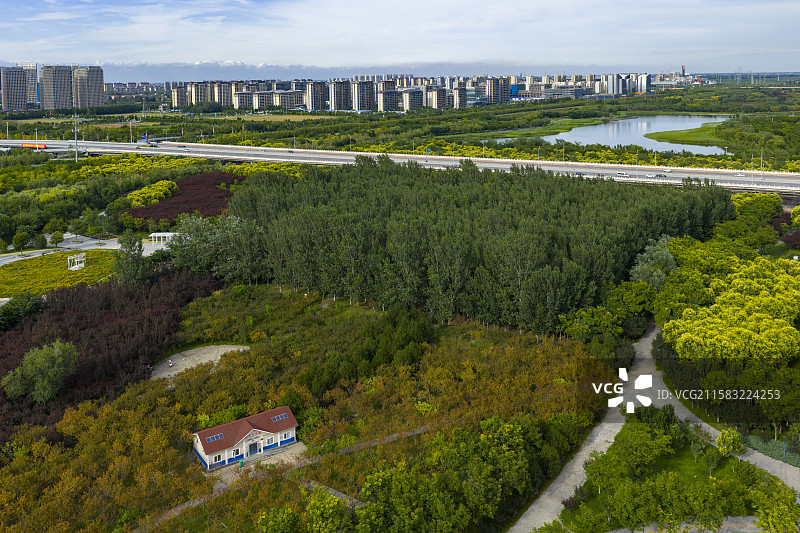 河北省石家庄市滹沱河生态旅游区航拍图片图片素材