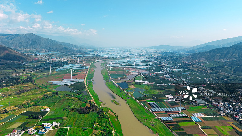 风力发电风电场风车乡村振兴新能源电力设施图片素材