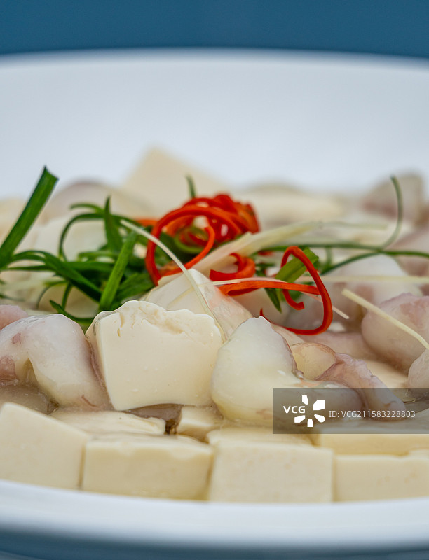 浙江嘉兴海宁乌贼墨鱼炖豆腐特色菜图片素材