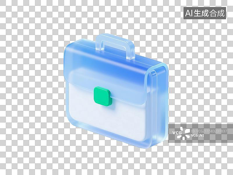 【AI数字艺术】3D透明渐变公文包图标图片素材