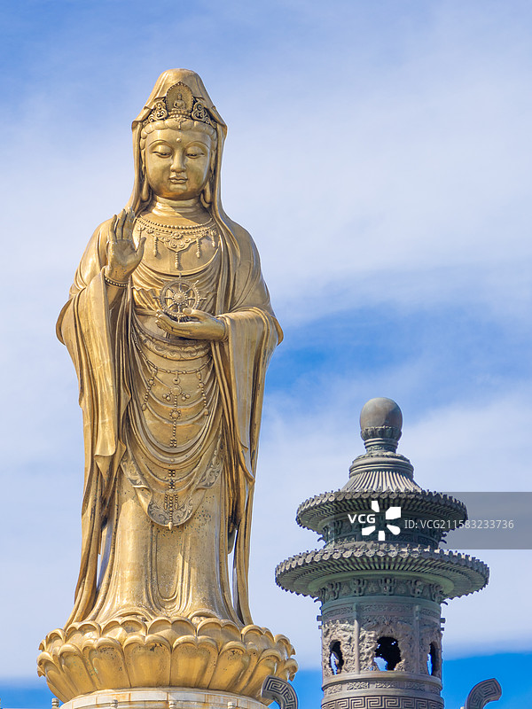 浙江舟山普陀山佛教四大名山海岛风光祈福图片素材