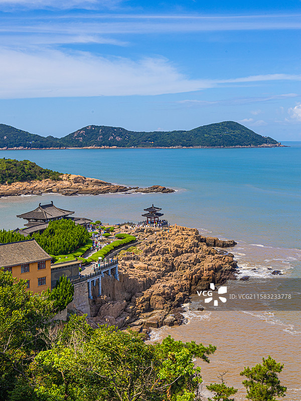 浙江舟山普陀山佛教四大名山海岛风光祈福图片素材