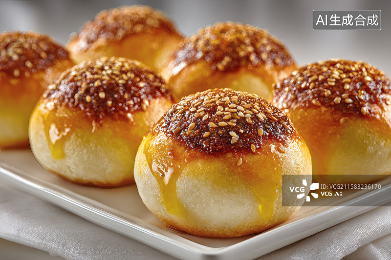 【AI数字艺术】外焦里嫩，上面撒着芝麻的新疆烤包子图片素材