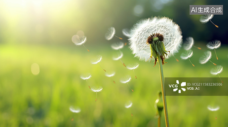 【AI数字艺术】唯美自然清新绿意蒲公英图片素材