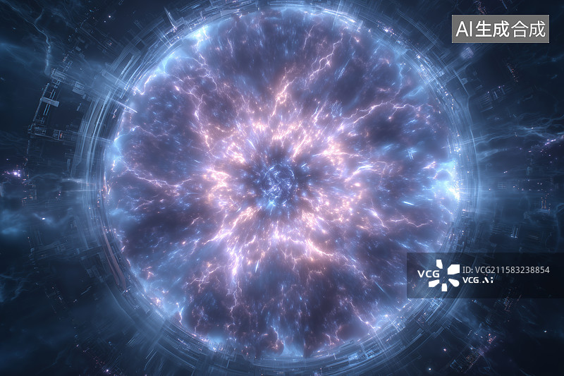 【AI数字艺术】宇宙能量爆发与等离子体漩涡现象图片素材