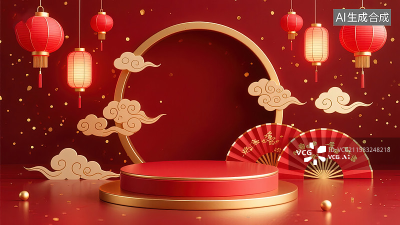 【AI数字艺术】新春佳节喜庆舞台图片素材