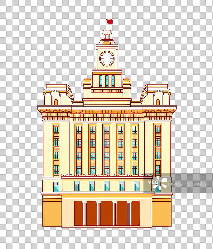 国风上海海关大楼插画元素图片素材