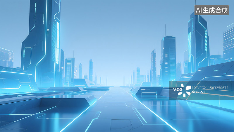 【AI数字艺术】未来城市科技之光图片素材