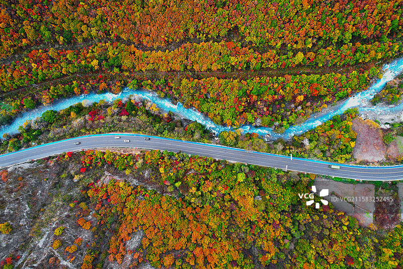 四川白水江高山峡谷秋色图片素材