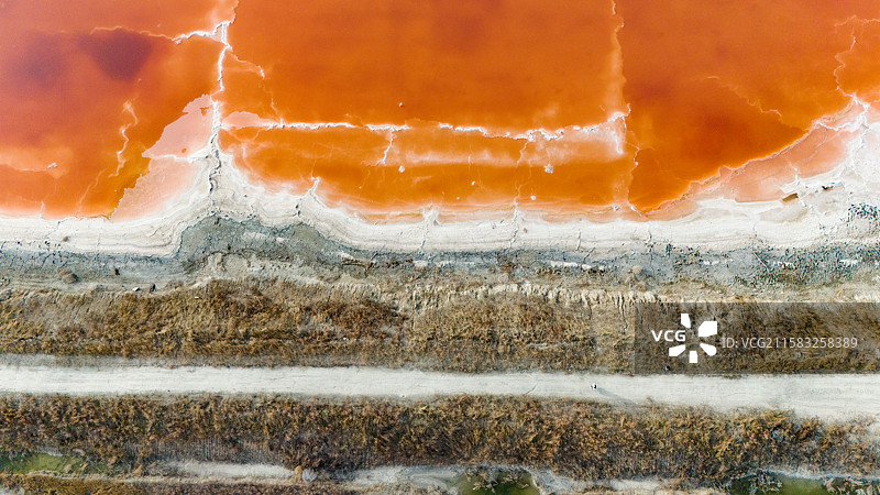 山西运城七彩盐湖航拍图片素材