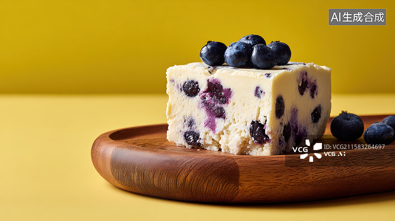【AI数字艺术】蓝莓芝士蛋糕切块图片素材