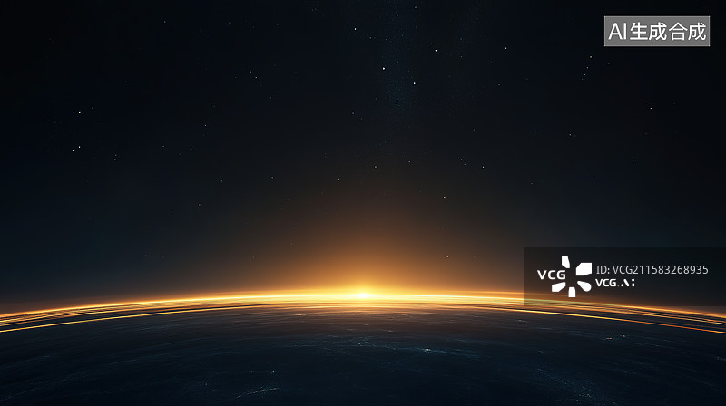 【AI数字艺术】太空视角地球和冉冉升起的太阳图片素材