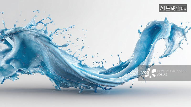 【AI数字艺术】蓝色液体动态飞溅艺术效果图片素材