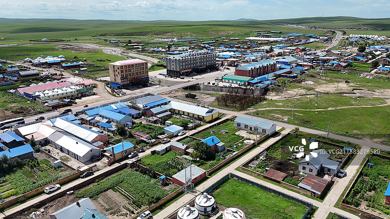 呼伦贝尔额尔古纳黑山头镇城镇风貌图片素材